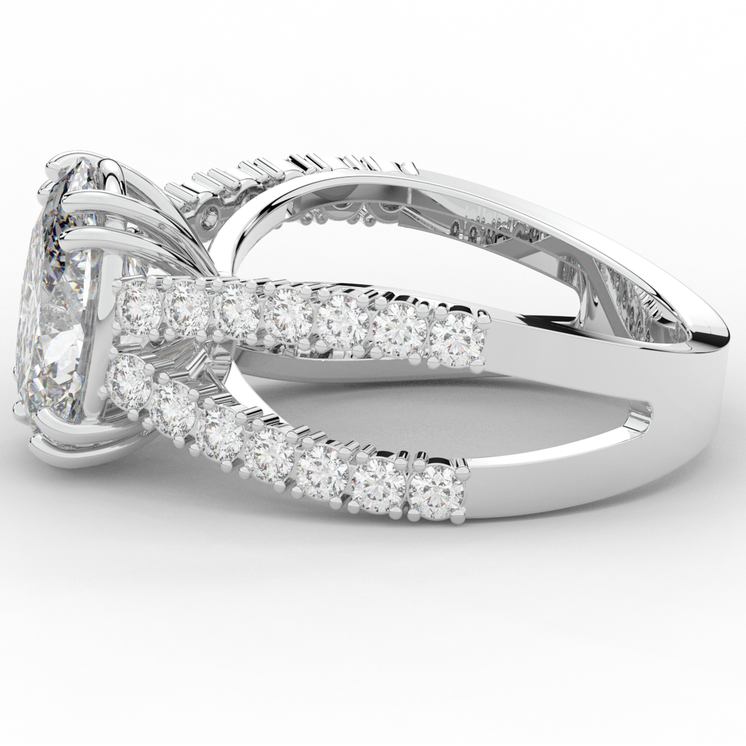 3.75CT.TW OVAL LAB DIAMOND SPLIT BAND ENGAGEMENT RING
