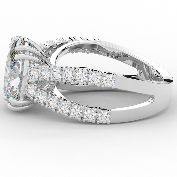 3.75CT.TW OVAL LAB DIAMOND SPLIT BAND ENGAGEMENT RING