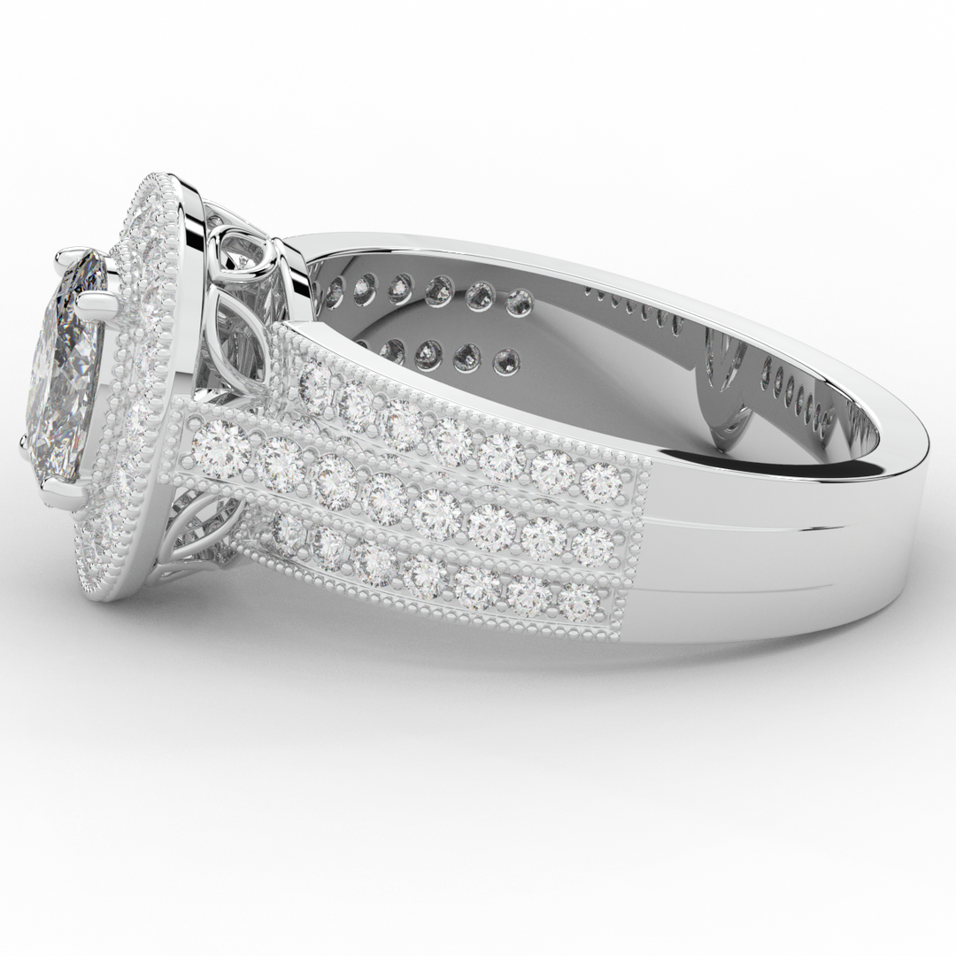 1.80CT.TW OVAL LAB DIAMOND HALO ENGAGEMENT RING - Nazarelle