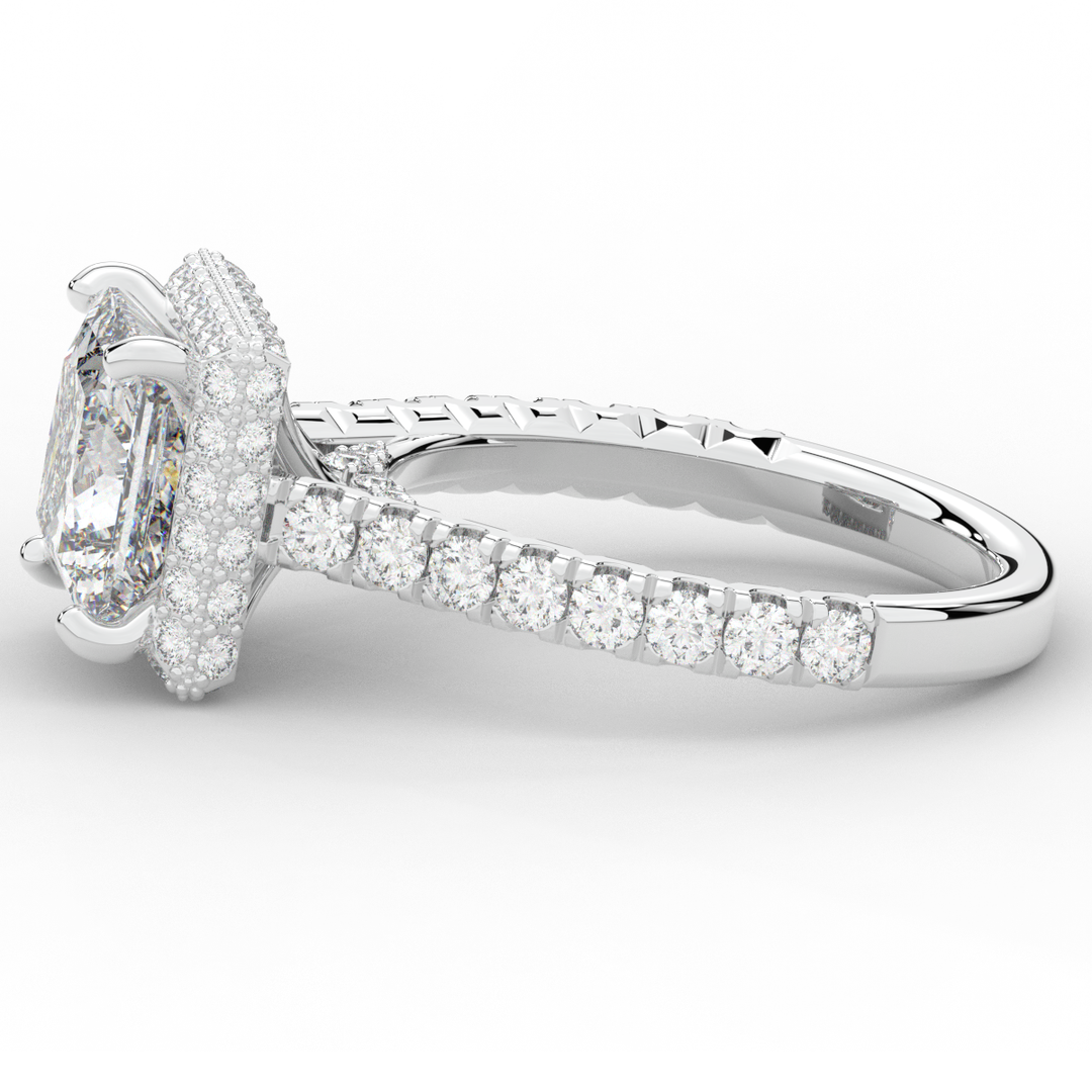 3.90CT.TW PRINCESS LAB DIAMOND HALO ENGAGEMENT RING - Nazarelle