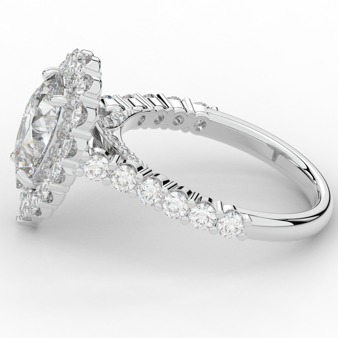 3.10CT.TW PEAR LAB DIAMOND HALO ENGAGEMENT RING - Nazarelle