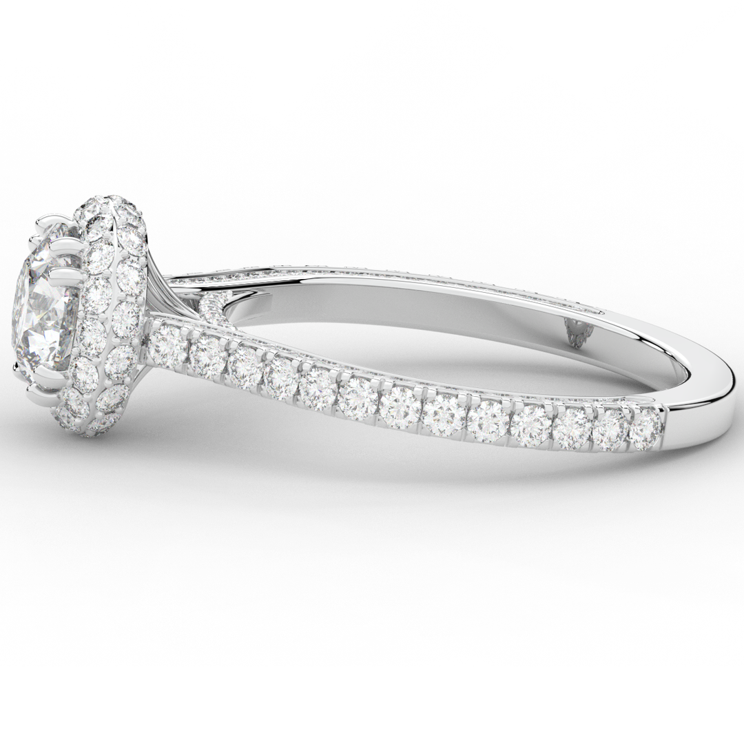 1.90CT.TW ROUND LAB DIAMOND HALO ENGAGEMENT RING - Nazarelle
