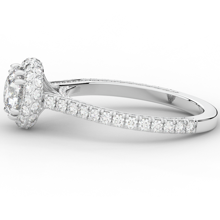 1.90CT.TW ROUND LAB DIAMOND HALO ENGAGEMENT RING - Nazarelle