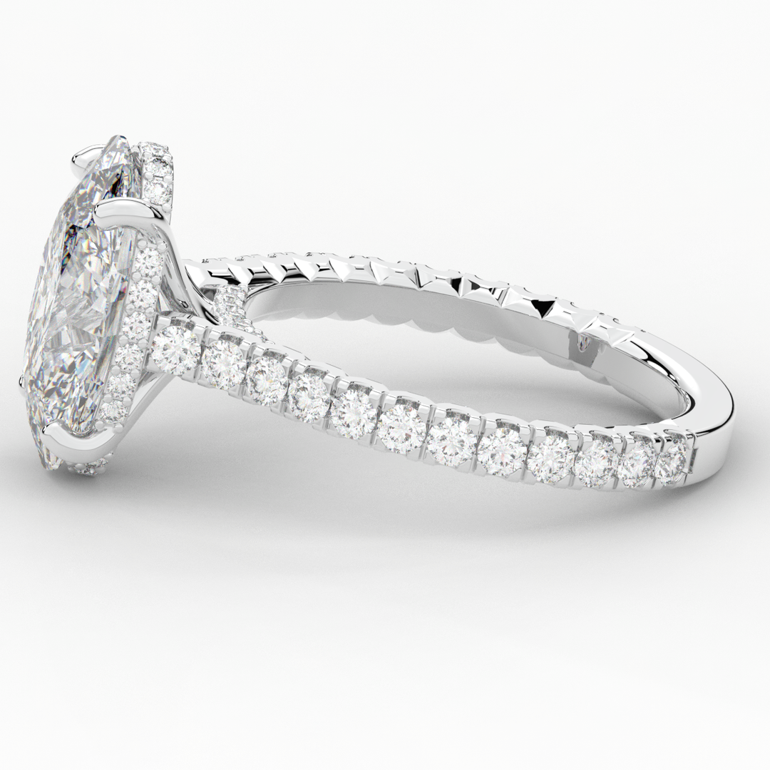 4.70CT.TW OVAL LAB DIAMOND UNDERHALO SOLITAIRE ENGAGEMENT RING - Nazarelle