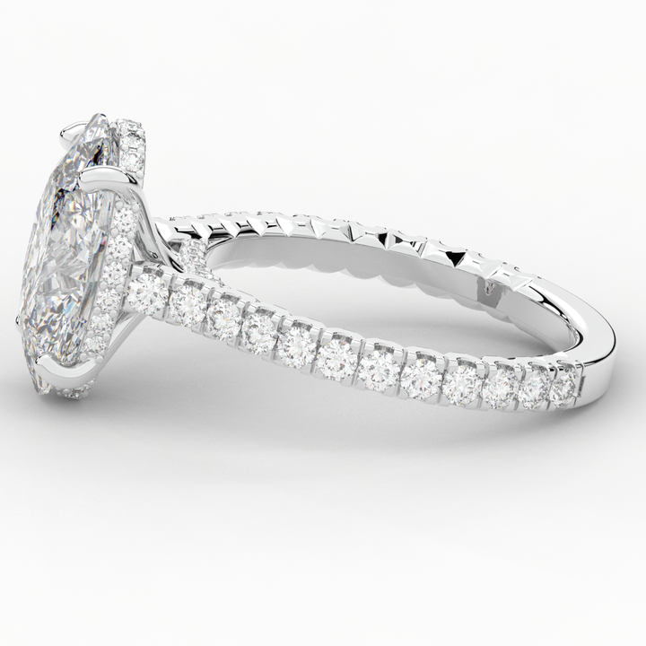 4.70CT.TW OVAL LAB DIAMOND UNDERHALO SOLITAIRE ENGAGEMENT RING - Nazarelle