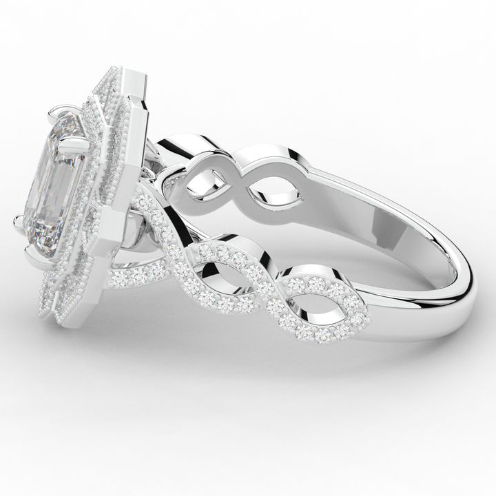 1.90CT.TW EMERALD CUT LAB DIAMOND HALO ENGAGEMENT RING - Nazarelle