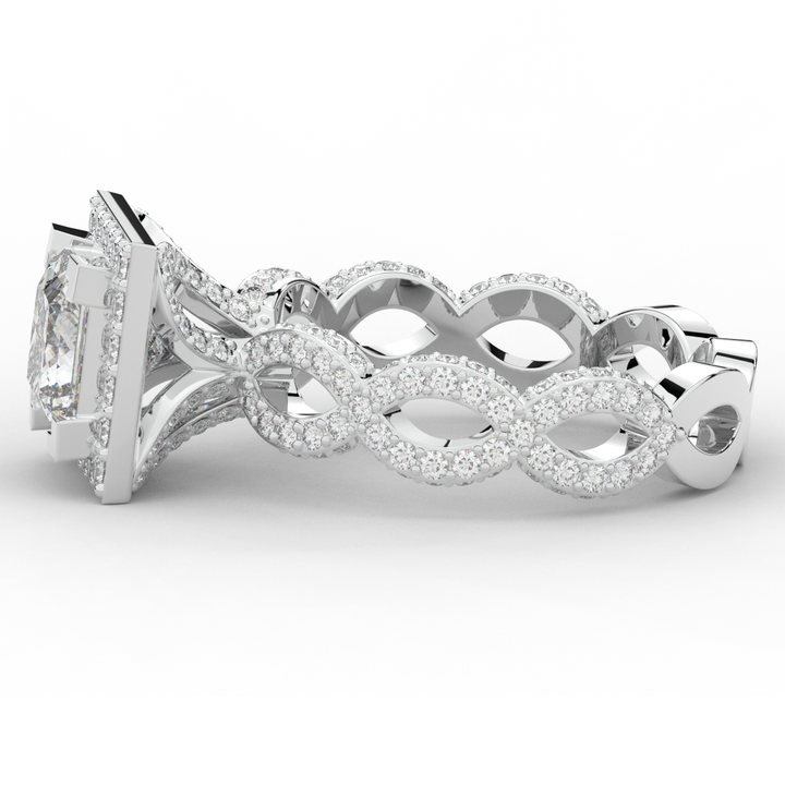 2.40CT.TW PRINCESS LAB DIAMOND HALO ENGAGEMENT RING - Nazarelle