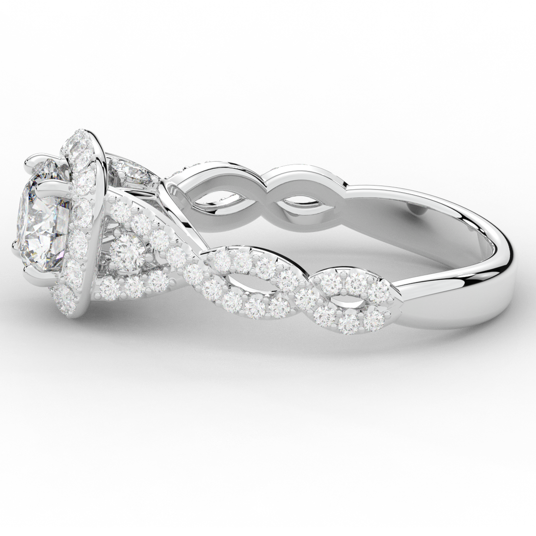 1.60CT.TW ROUND LAB DIAMOND HALO TWIST ENGAGEMENT RING - Nazarelle