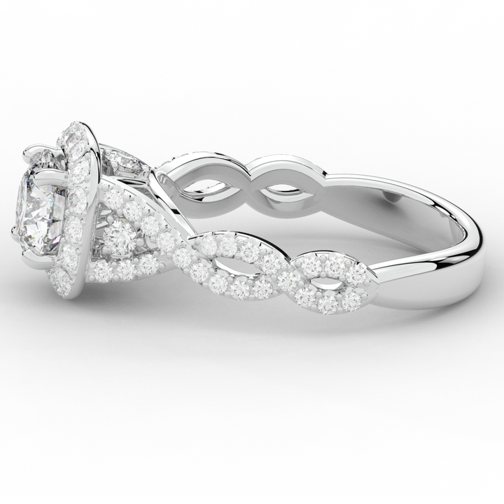 1.60CT.TW ROUND LAB DIAMOND HALO TWIST ENGAGEMENT RING - Nazarelle