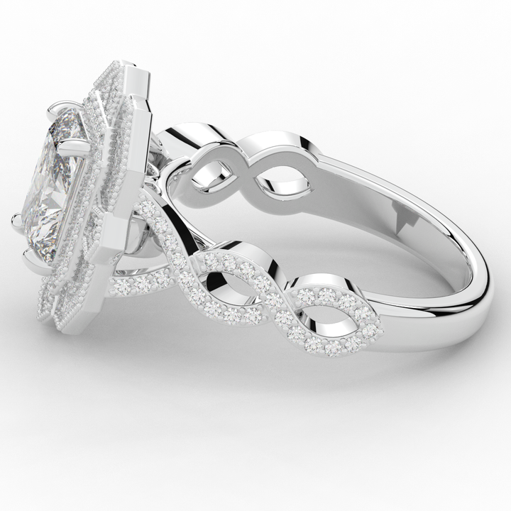 1.90CT.TW RADIANT LAB DIAMOND HALO ENGAGEMENT RING - Nazarelle