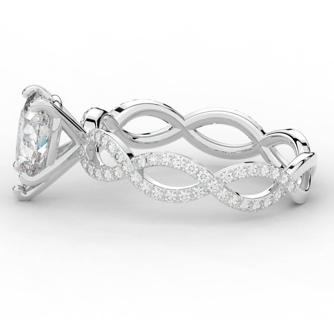 1.30CT.TW PEAR LAB DIAMOND TWIST BAND ENGAGEMENT RING - Nazarelle