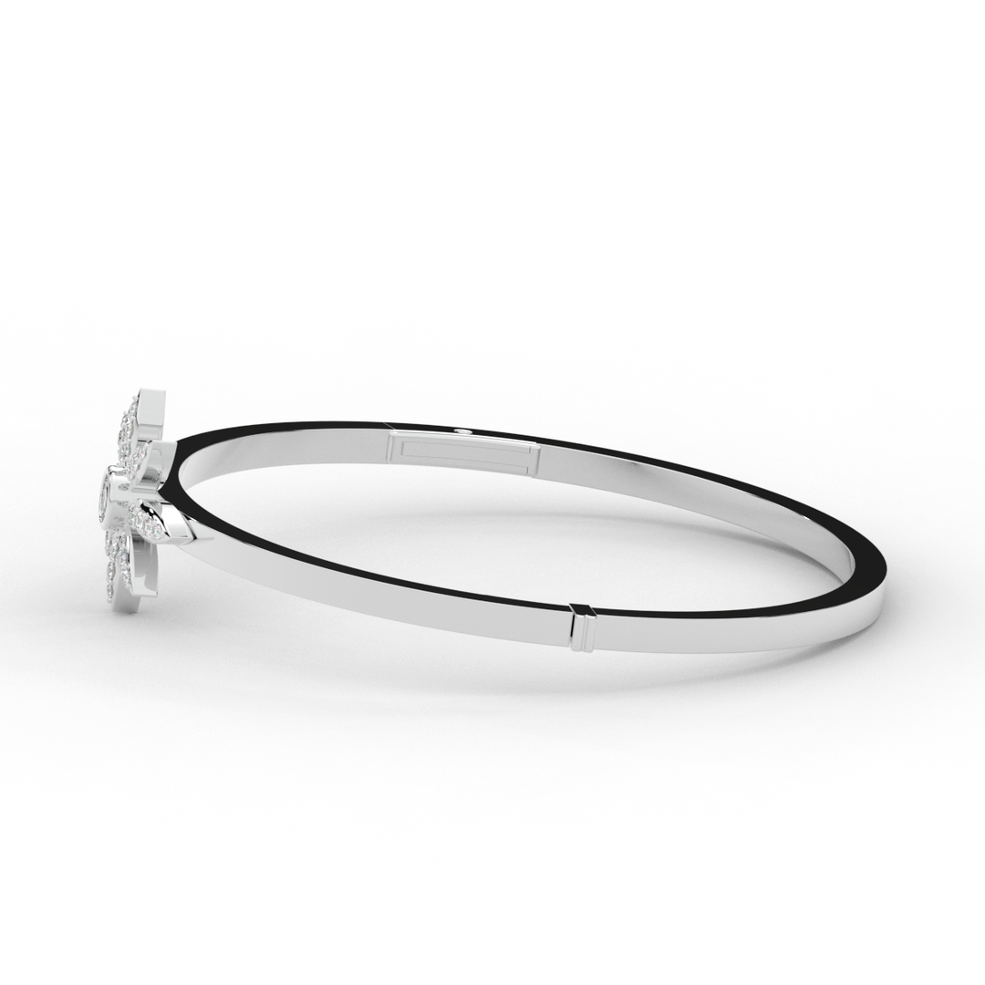 0.40CT.TW ROUND LAB BEZEL AND PRONG SET FLOWER DIAMOND BANGLE - Nazarelle