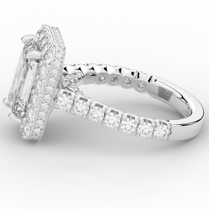 4.50CT.TW EMERALD CUT LAB DIAMOND HALO ENGAGEMENT RING - Nazarelle