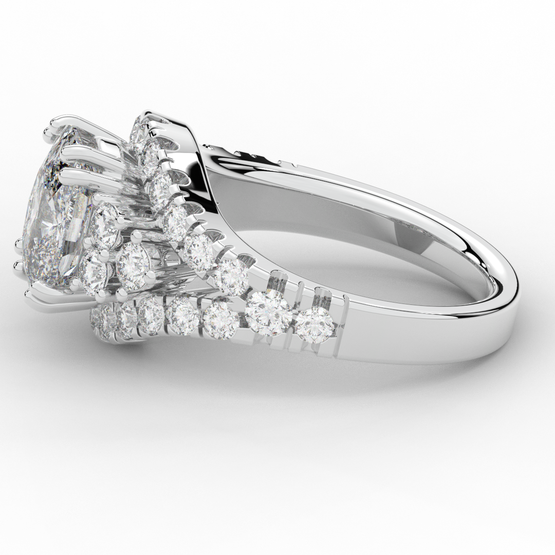 3.10CT.TW CUSHION LAB DIAMOND HALO ENGAGEMENT RING - Nazarelle
