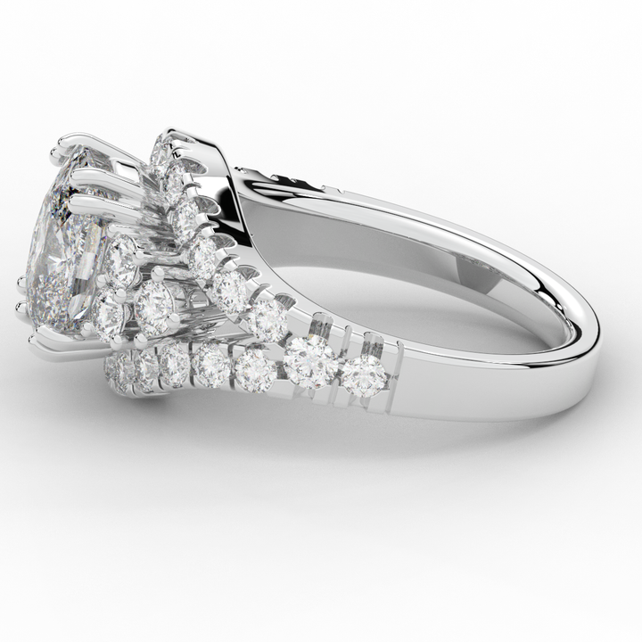 3.10CT.TW CUSHION LAB DIAMOND HALO ENGAGEMENT RING - Nazarelle