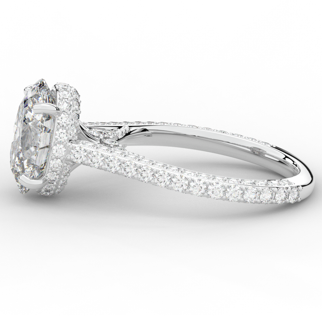4.00CT.TW OVAL LAB DIAMOND UNDERHALO SOLITAIRE ENGAGEMENT RING - Nazarelle