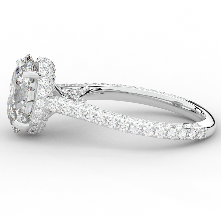 4.00CT.TW OVAL LAB DIAMOND UNDERHALO SOLITAIRE ENGAGEMENT RING - Nazarelle