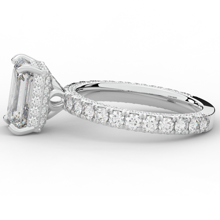 3.00CT.TW EMERALD CUT LAB DIAMOND ENGAGEMENT RING - Nazarelle