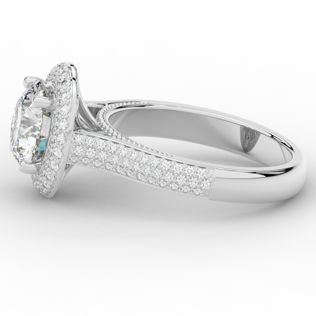 2.45CT.TW ROUND LAB DIAMOND HALO ENGAGEMENT RING - Nazarelle