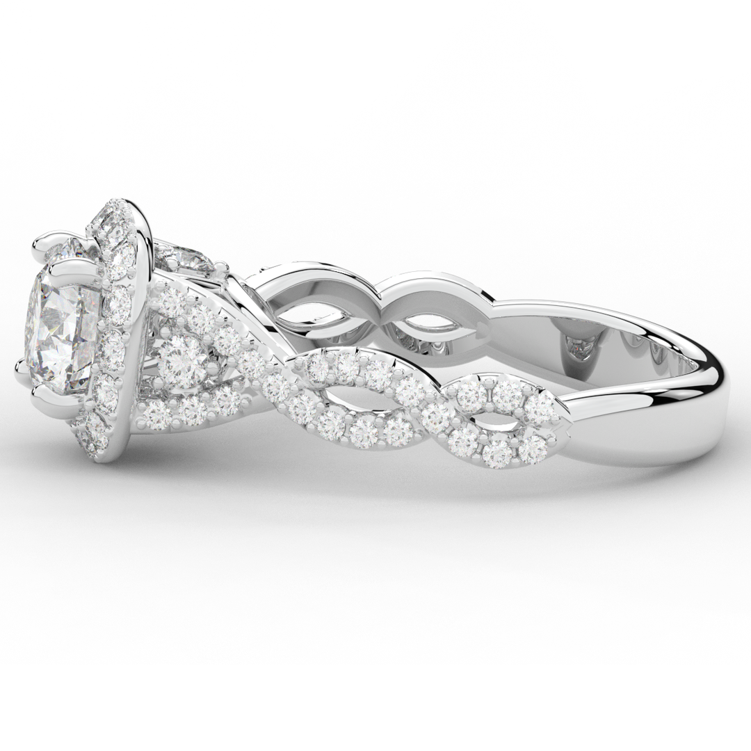 1.30CT.TW ROUND LAB DIAMOND HALO ENGAGEMENT RING - Nazarelle