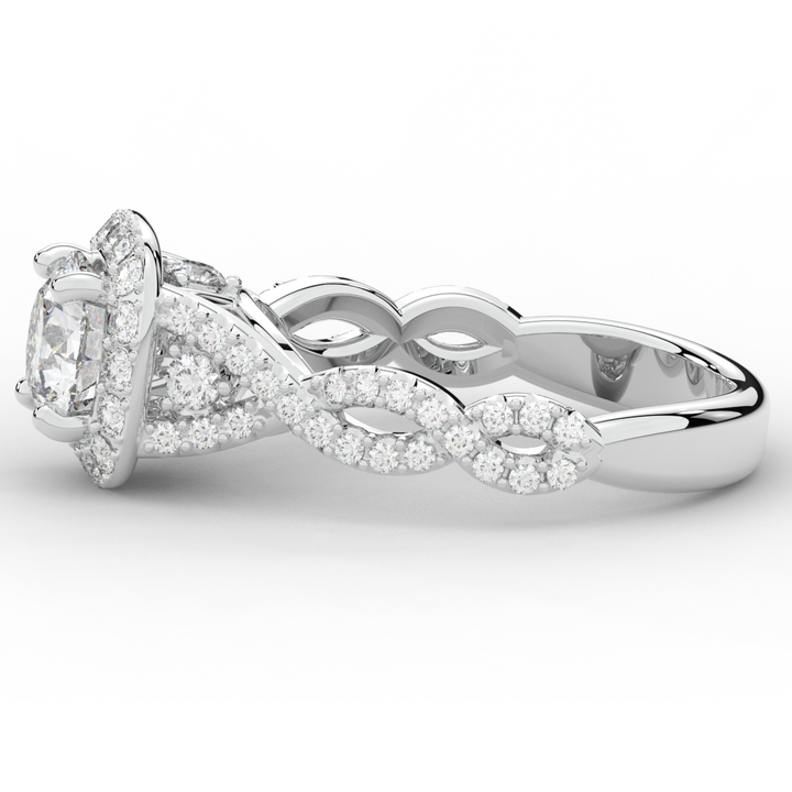 1.30CT.TW ROUND LAB DIAMOND HALO ENGAGEMENT RING - Nazarelle