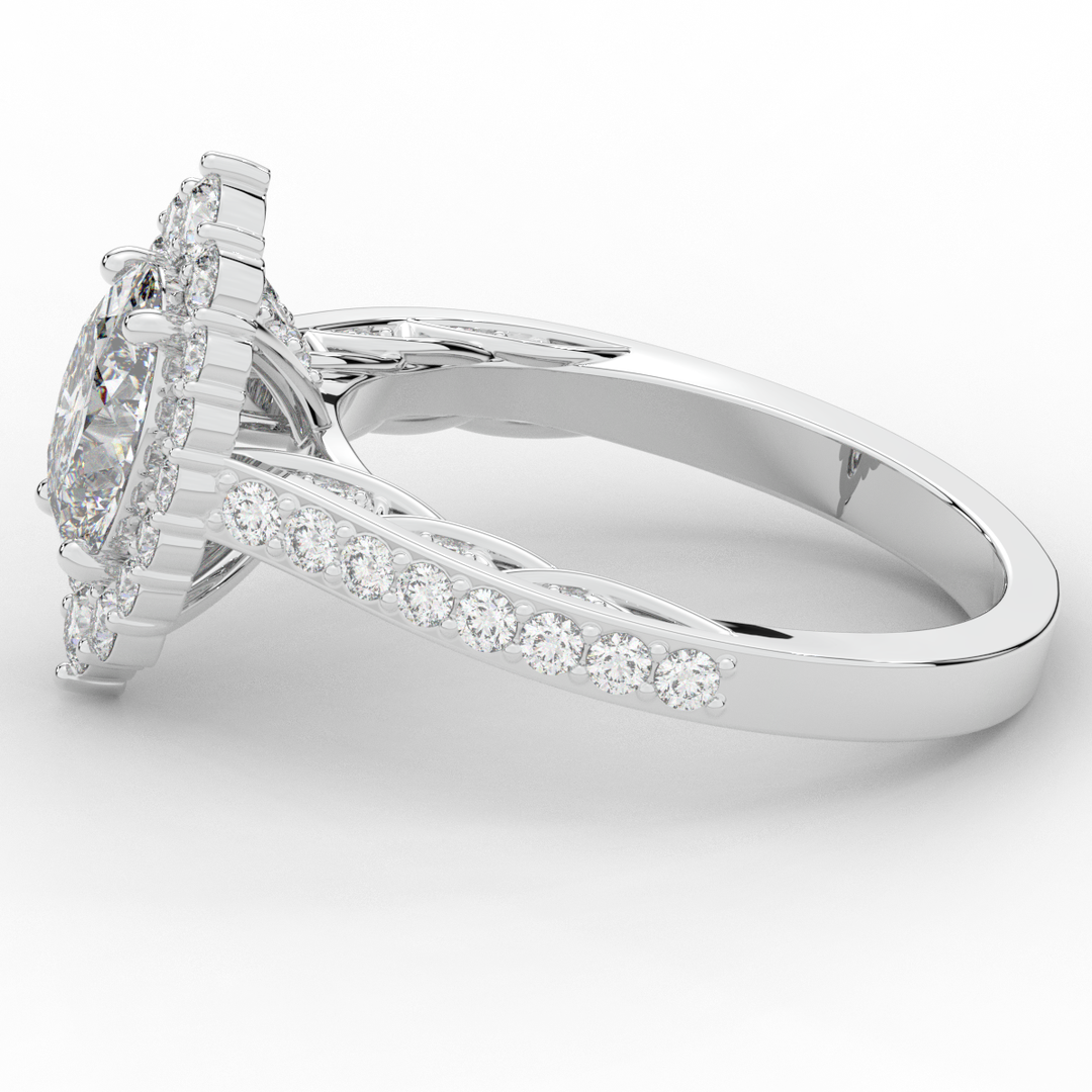 1.75CT.TW OVAL LAB DIAMOND HALO ENGAGEMENT RING - Nazarelle