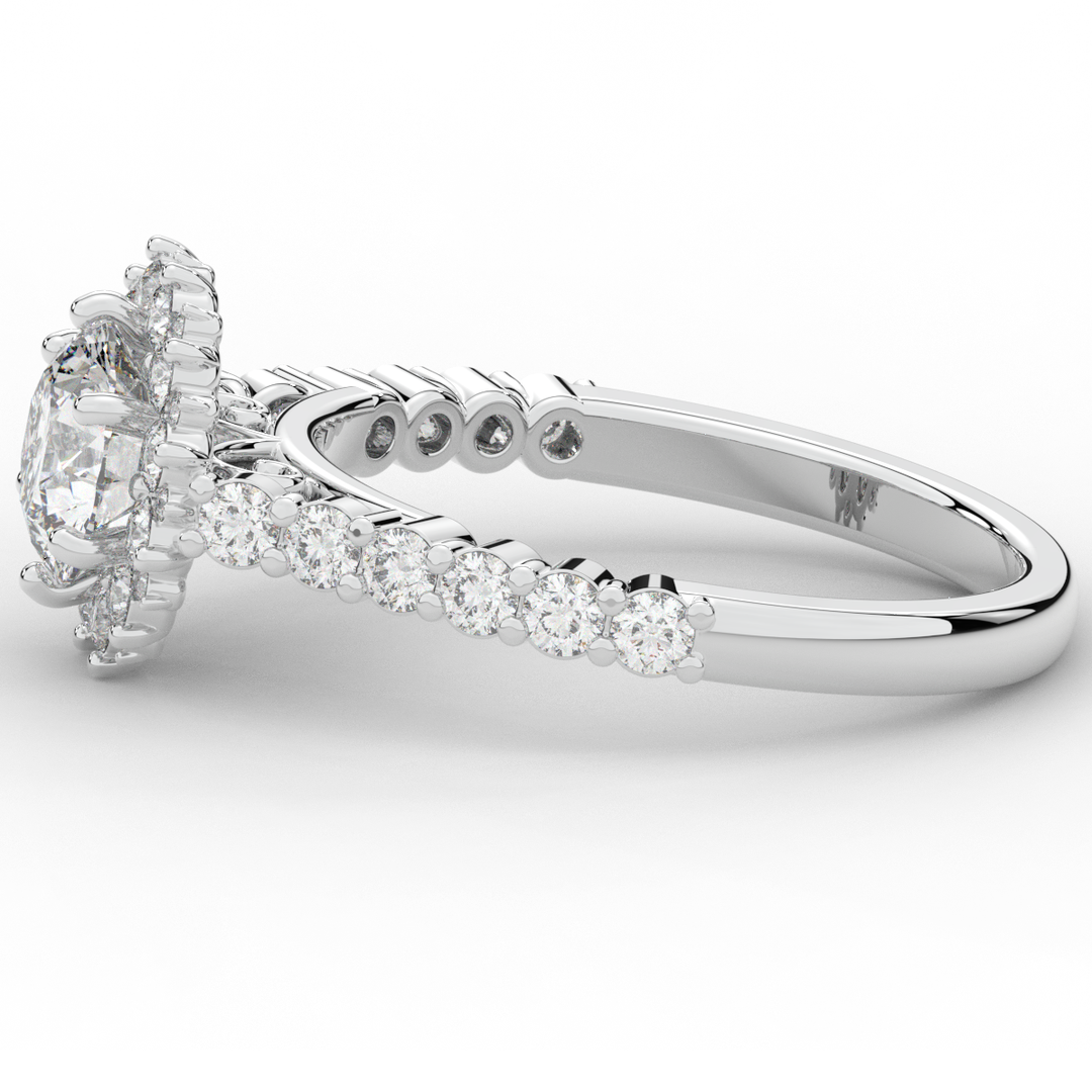 1.60CT.TW ROUND LAB DIAMOND HALO ENGAGEMENT RING - Nazarelle