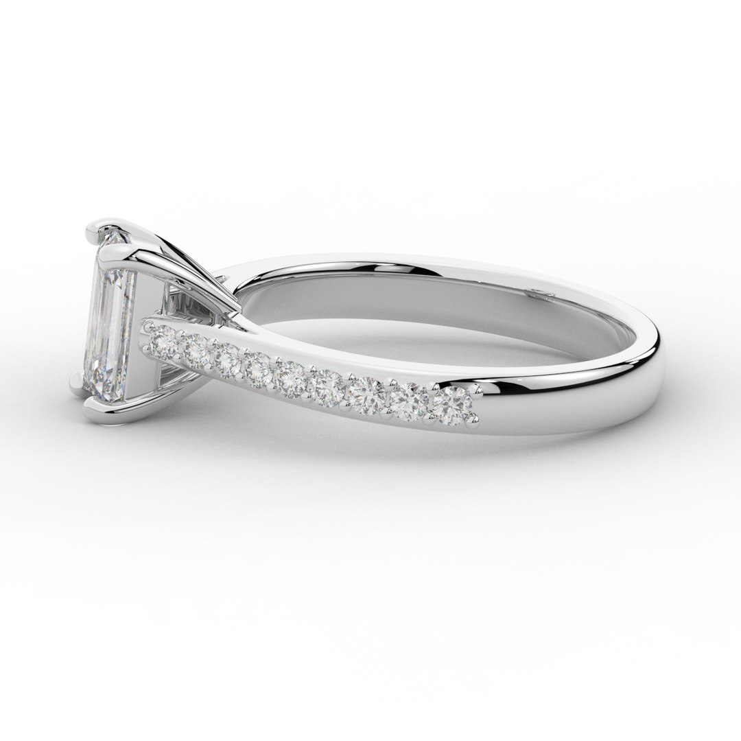 1.25CT.TW EMERALD CUT LAB DIAMOND SOLITAIRE ENGAGEMENT RING - Nazarelle