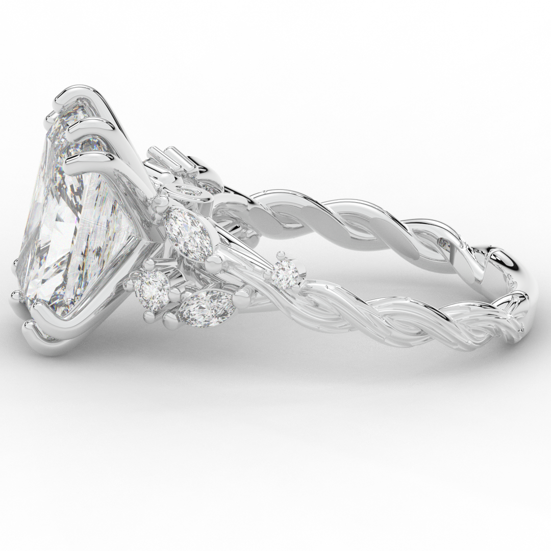 5.30CT.TW RADIANT LAB DIAMOND STYLIZED VINE AND TREE BARK FINISH ENGAGEMENT RING - Nazarelle