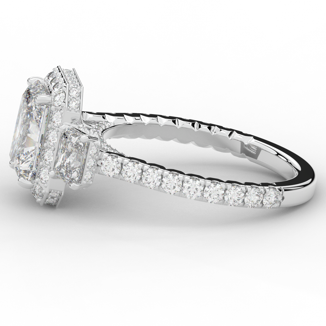 3.20CT.TW RADIANT LAB DIAMOND 3 STONE ENGAGEMENT RING - Nazarelle