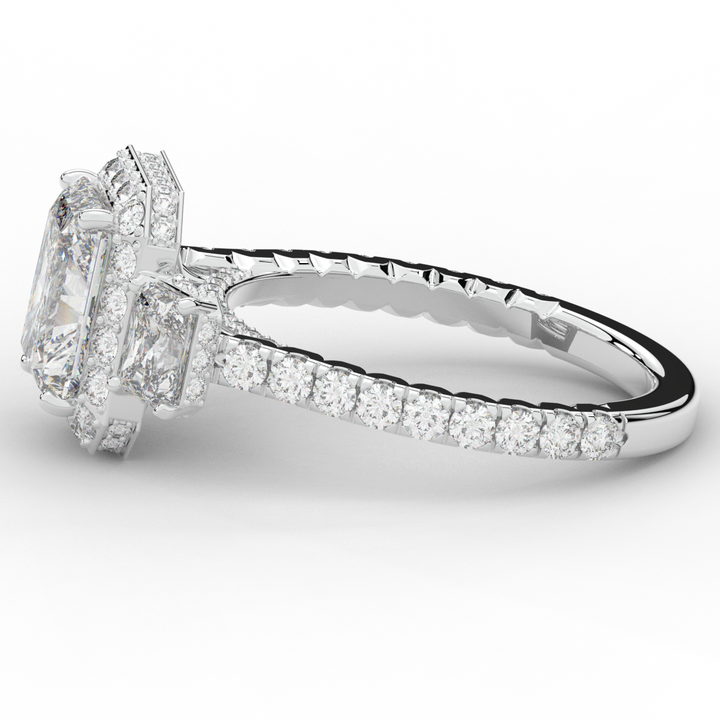 3.20CT.TW RADIANT LAB DIAMOND 3 STONE ENGAGEMENT RING - Nazarelle