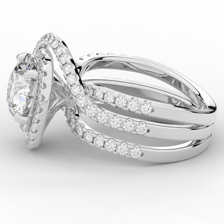 3.90CT.TW ROUND LAB DIAMOND TWIST HALO ENGAGEMENT RING - Nazarelle