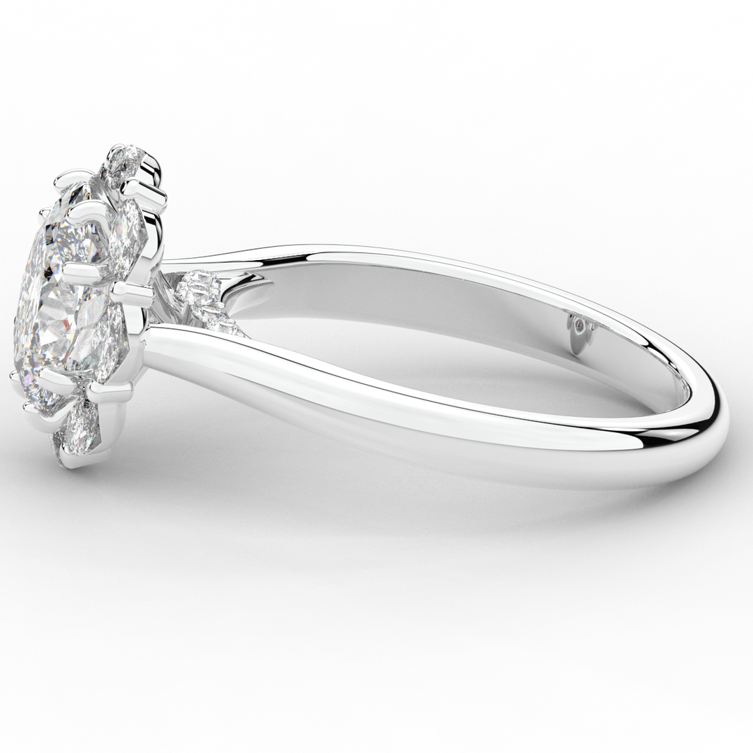 1.90CT.TW OVAL LAB DIAMOND HALO ENGAGEMENT RING - Nazarelle