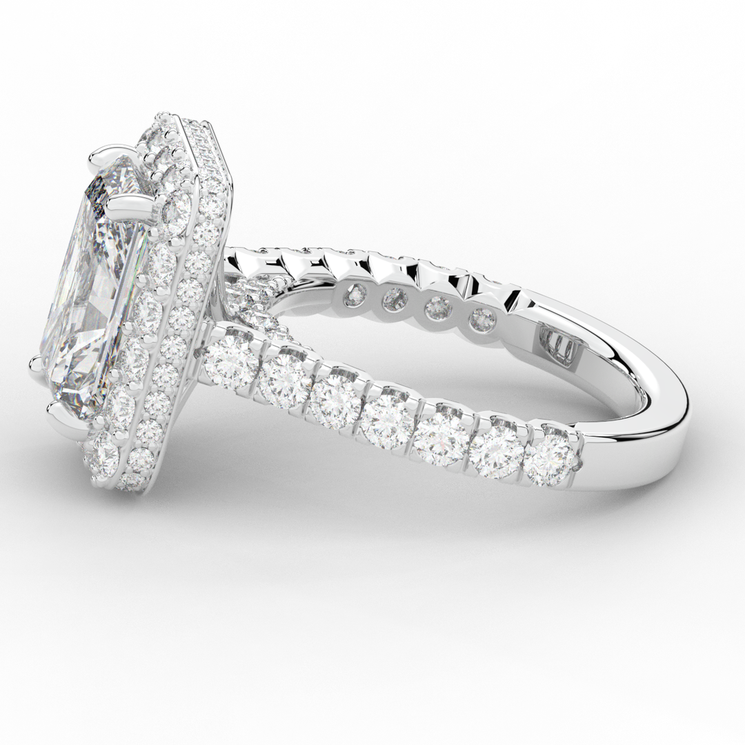 4.50CT.TW RADIANT LAB DIAMOND HALO ENGAGEMENT RING - Nazarelle
