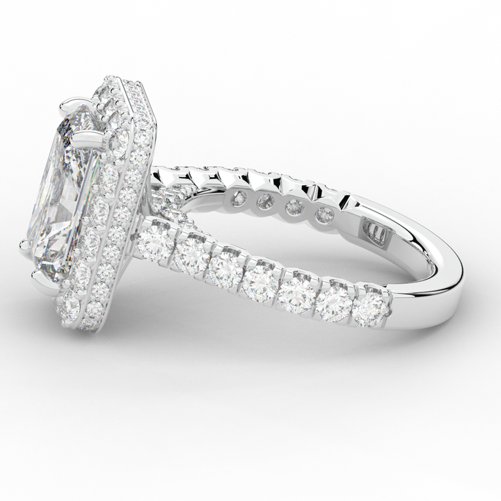 4.50CT.TW RADIANT LAB DIAMOND HALO ENGAGEMENT RING - Nazarelle