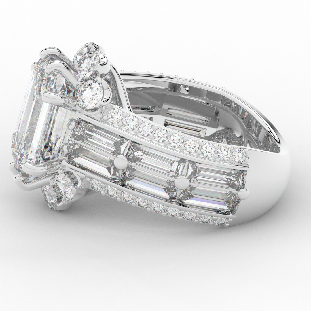 8.25CT.TW EMERALD CUT LAB DIAMOND HALO ENGAGEMENT RING - Nazarelle