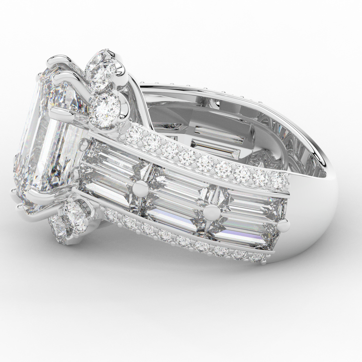 8.25CT.TW EMERALD CUT LAB DIAMOND HALO ENGAGEMENT RING - Nazarelle