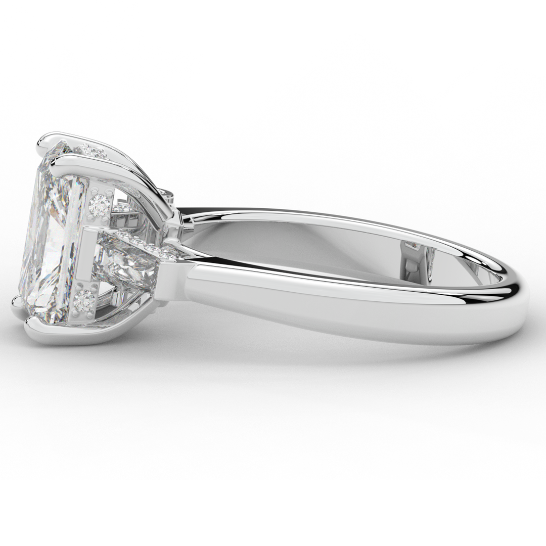 3.45CT.TW RADIANT LAB DIAMOND 3 STONE ENGAGEMENT RING - Nazarelle