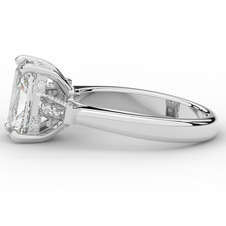 3.45CT.TW RADIANT LAB DIAMOND 3 STONE ENGAGEMENT RING - Nazarelle