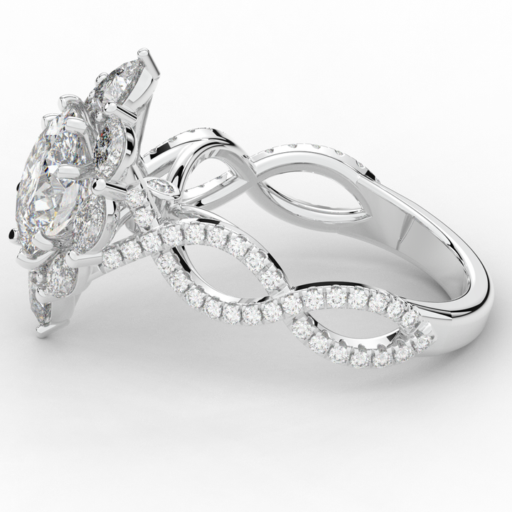 3.00CT.TW OVAL LAB DIAMOND HALO ENGAGEMENT RING - Nazarelle