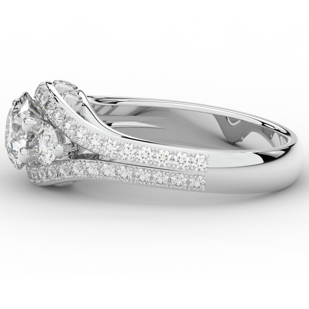 1.90CT.TW ROUND LAB DIAMOND THREE STONE ENGAGEMENT RING - Nazarelle