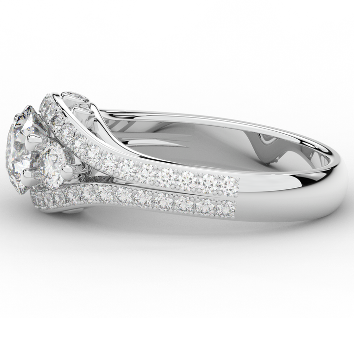 1.90CT.TW ROUND LAB DIAMOND THREE STONE ENGAGEMENT RING - Nazarelle