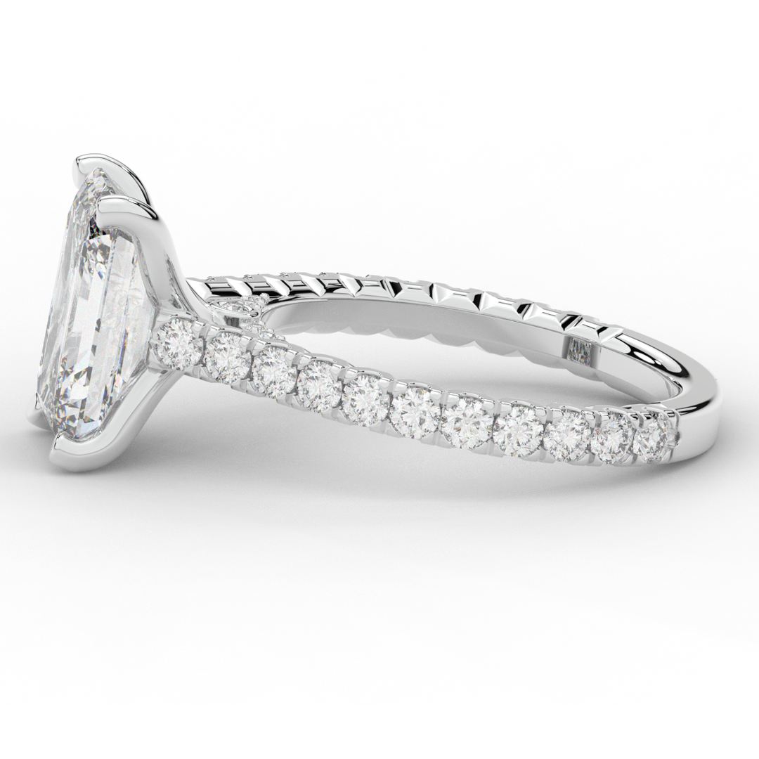 4.25CT.TW EMERALD CUT LAB DIAMOND SOLITAIRE ENGAGEMENT RING - Nazarelle