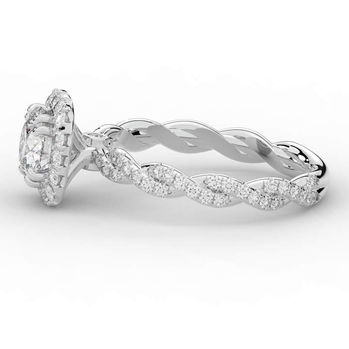 1.55CT.TW ROUND LAB DIAMOND HALO TWIST ENGAGEMENT RING - Nazarelle