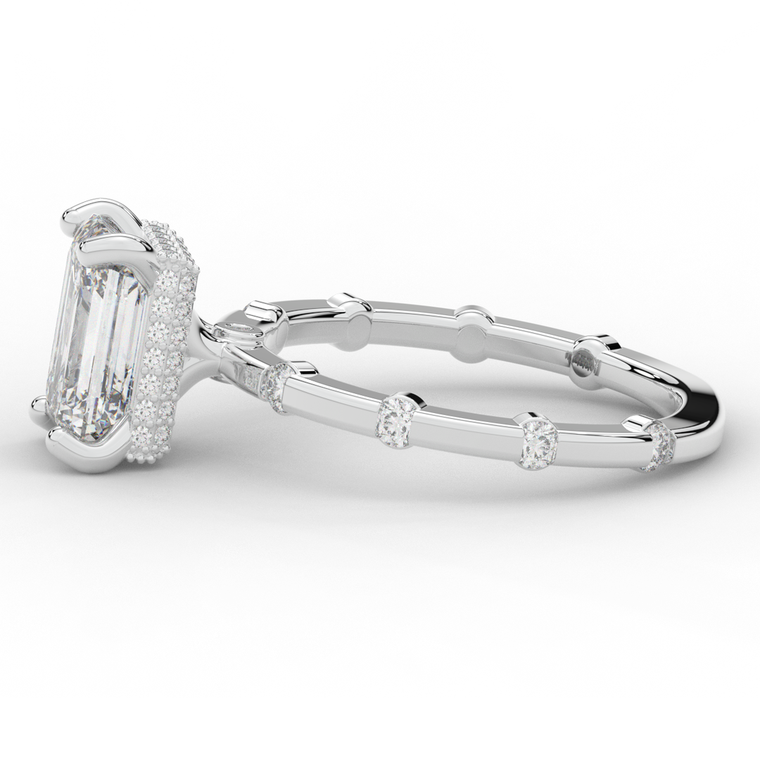 2.60CT.TW RADIANT LAB DIAMOND UNDERHALO SOLITAIRE ENGAGEMENT RING - Nazarelle
