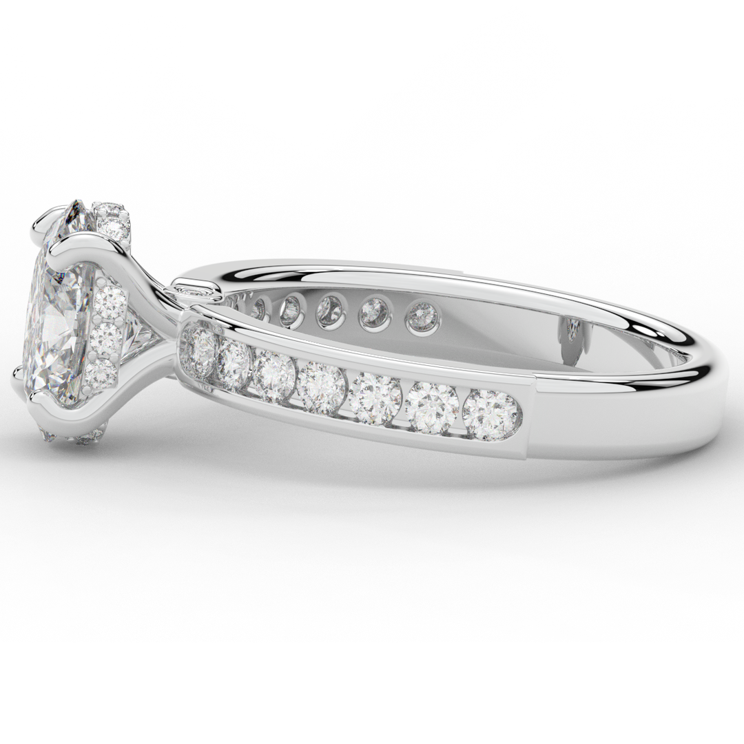 1.95CT.TW OVAL LAB DIAMOND UNDERHALO ENGAGEMENT RING - Nazarelle