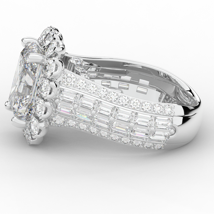 8.00CT.TW RADIANT LAB DIAMOND HALO ENGAGEMENT RING - Nazarelle