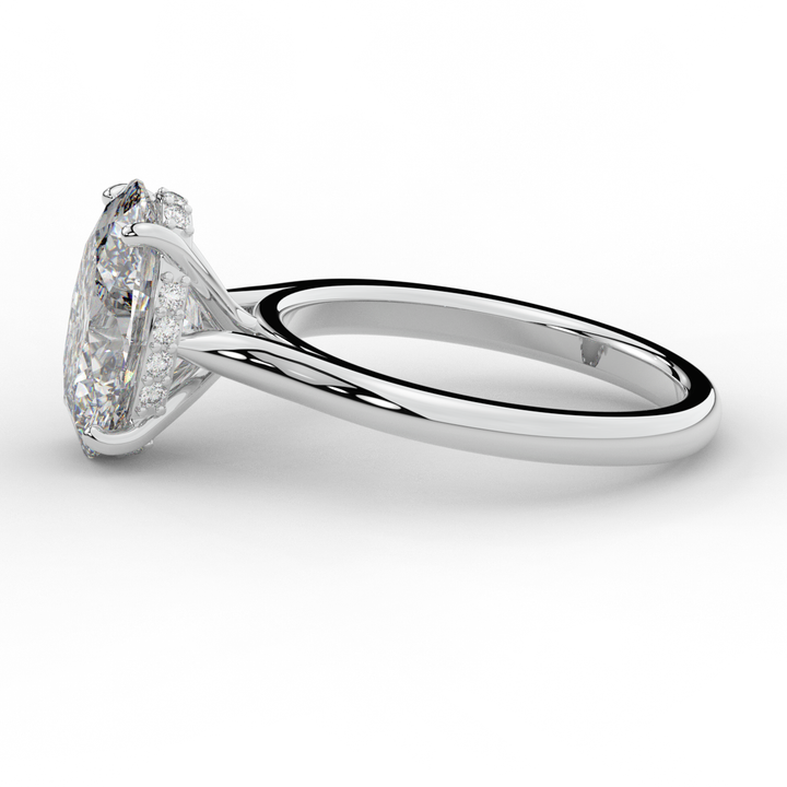 2.05CT.TW OVAL LAB DIAMOND UNDERHALO ENGAGEMENT RING - Nazarelle