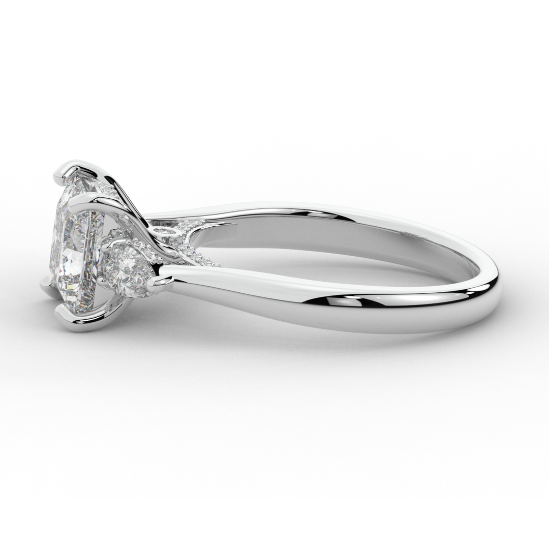 2.40CT.TW PRINCESS LAB DIAMOND 3 STONE ENGAGEMENT RING - Nazarelle