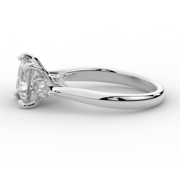 2.40CT.TW PRINCESS LAB DIAMOND 3 STONE ENGAGEMENT RING - Nazarelle